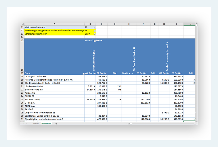 Valutazioni di esperti in Excel Powerpivot con OLAP Cube di AdVision digital